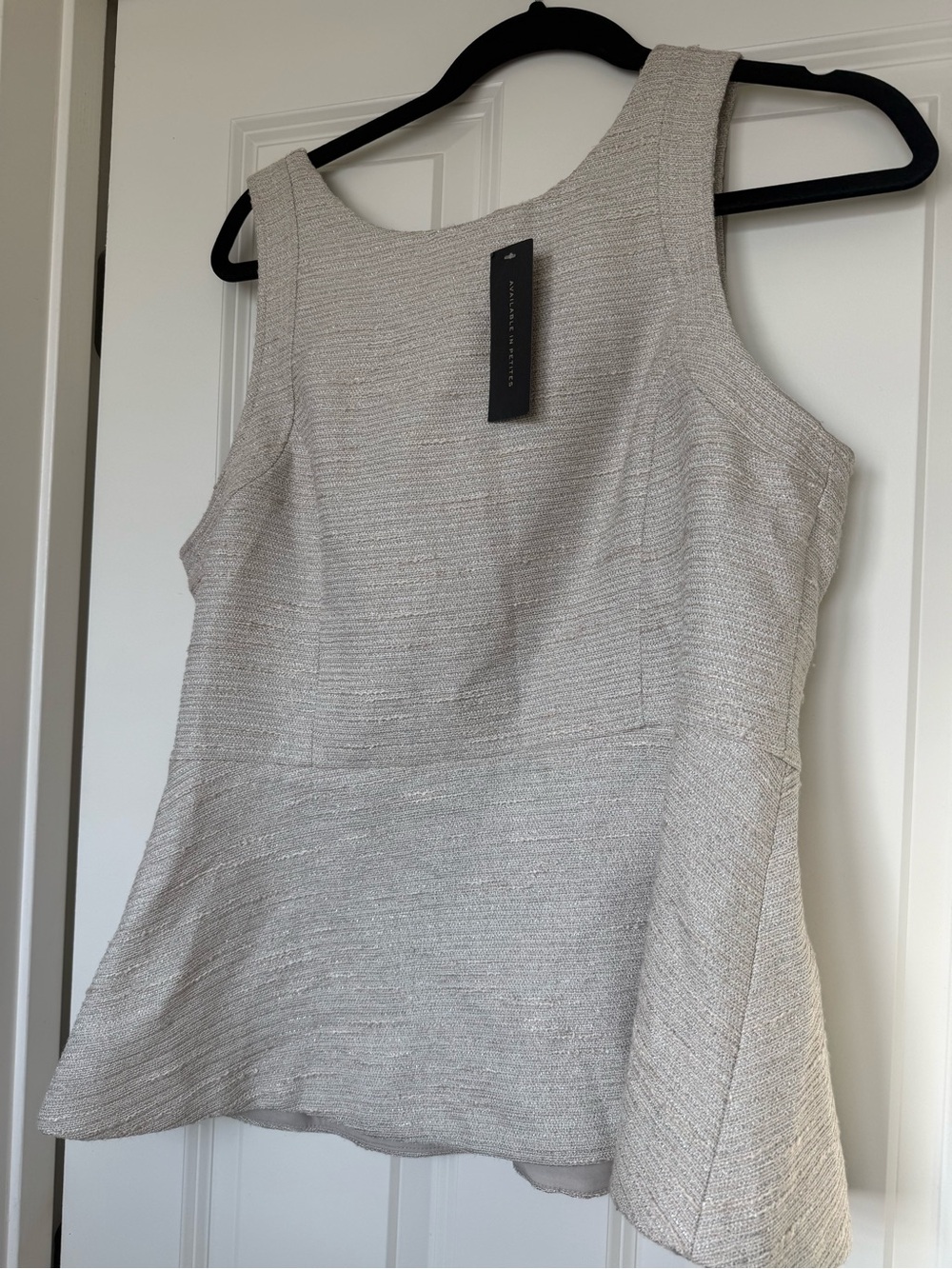 Banana Republic Light Beige Textured Sleeveless Peplum Top